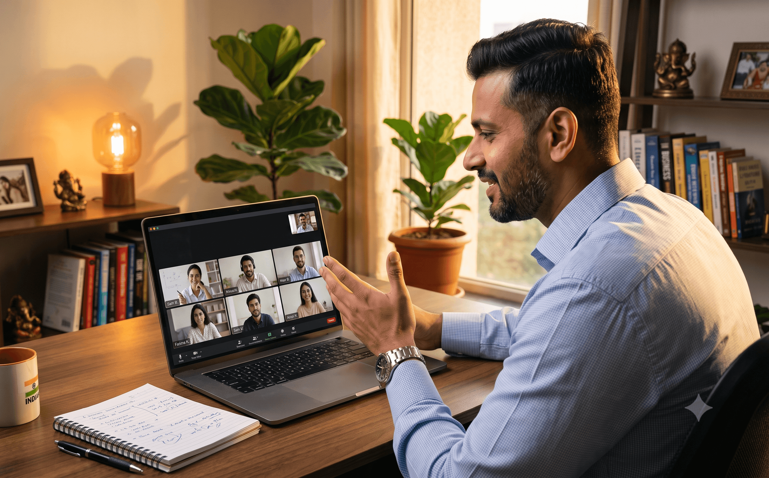 Founder conducting an online discovery session over a video call